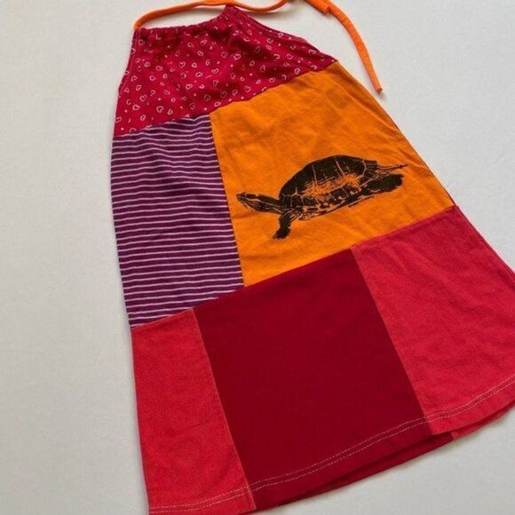 CourtneyCourtney Girls Red Dress 7/8 Sleeveless Halter Colorblock Turtle Hearts - Picture 6 of 10